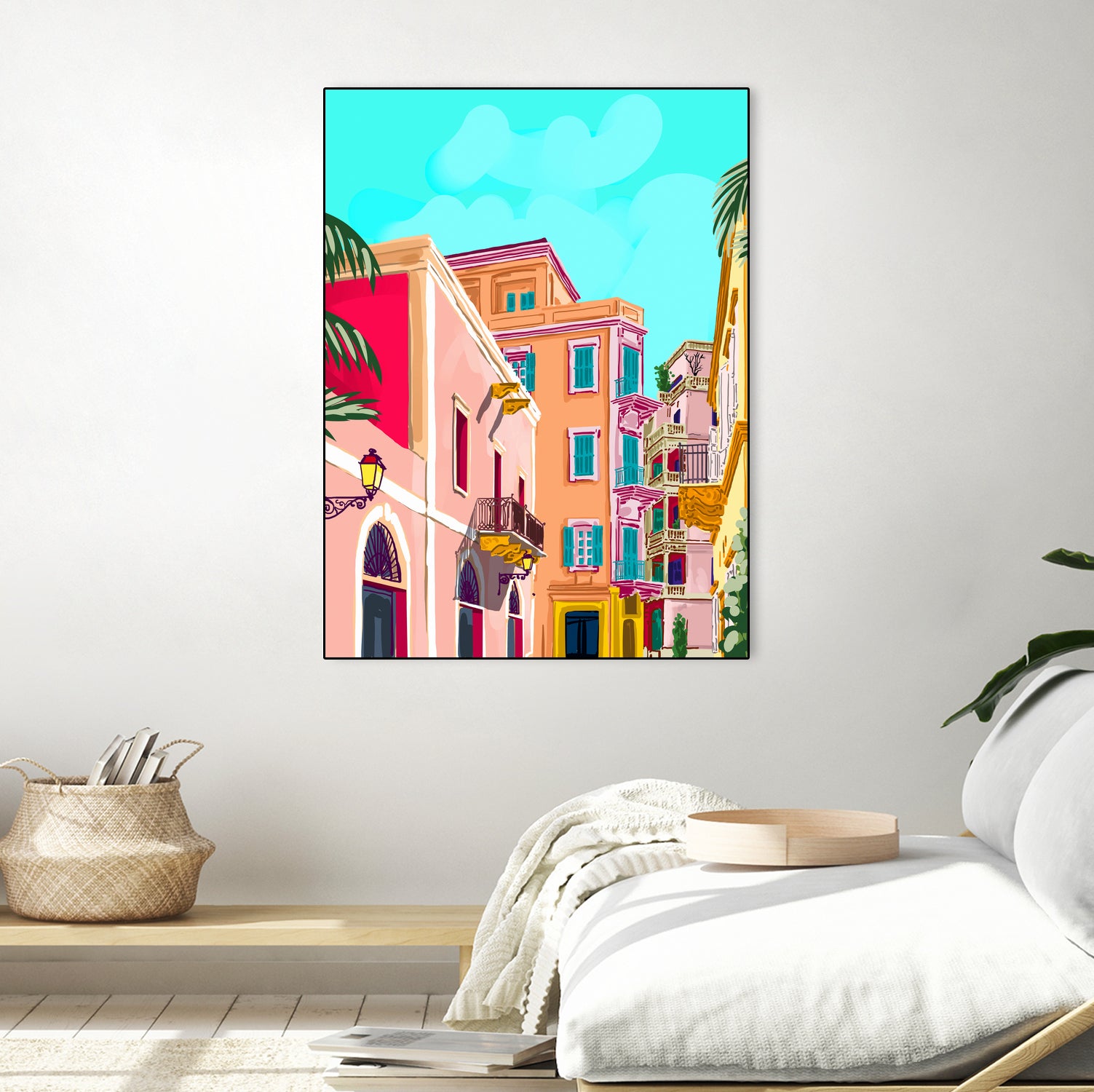 colorful houses by 83 Oranges on GIANT ART - pink landscape