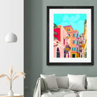 colorful houses by 83 Oranges on GIANT ART - pink landscape