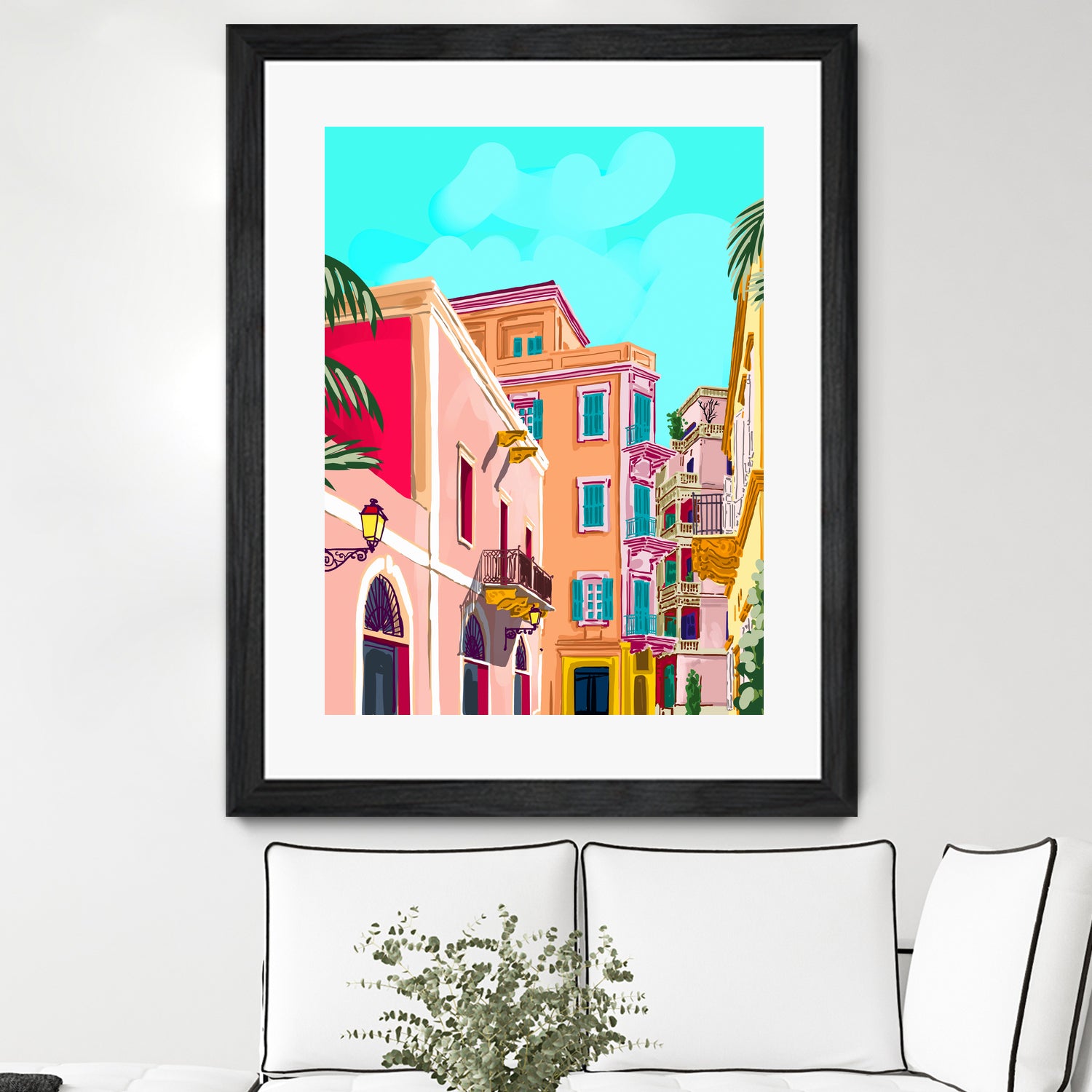 colorful houses by 83 Oranges on GIANT ART - pink landscape