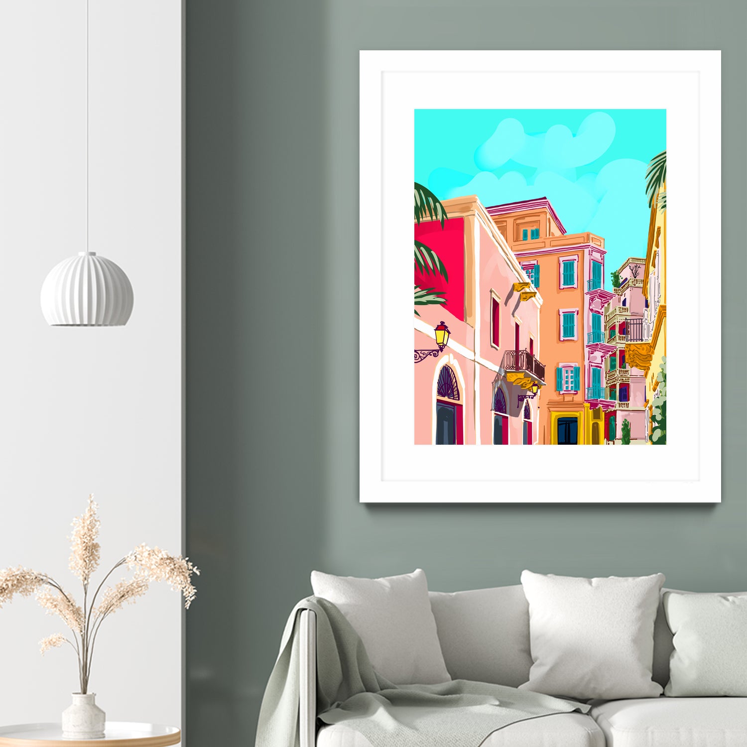 colorful houses by 83 Oranges on GIANT ART - pink landscape