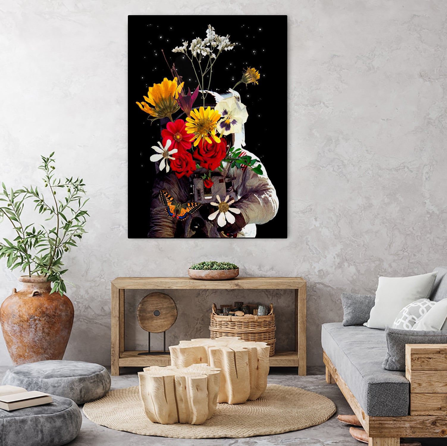 Astronaut with Flowers by Edson Ramos on GIANT ART