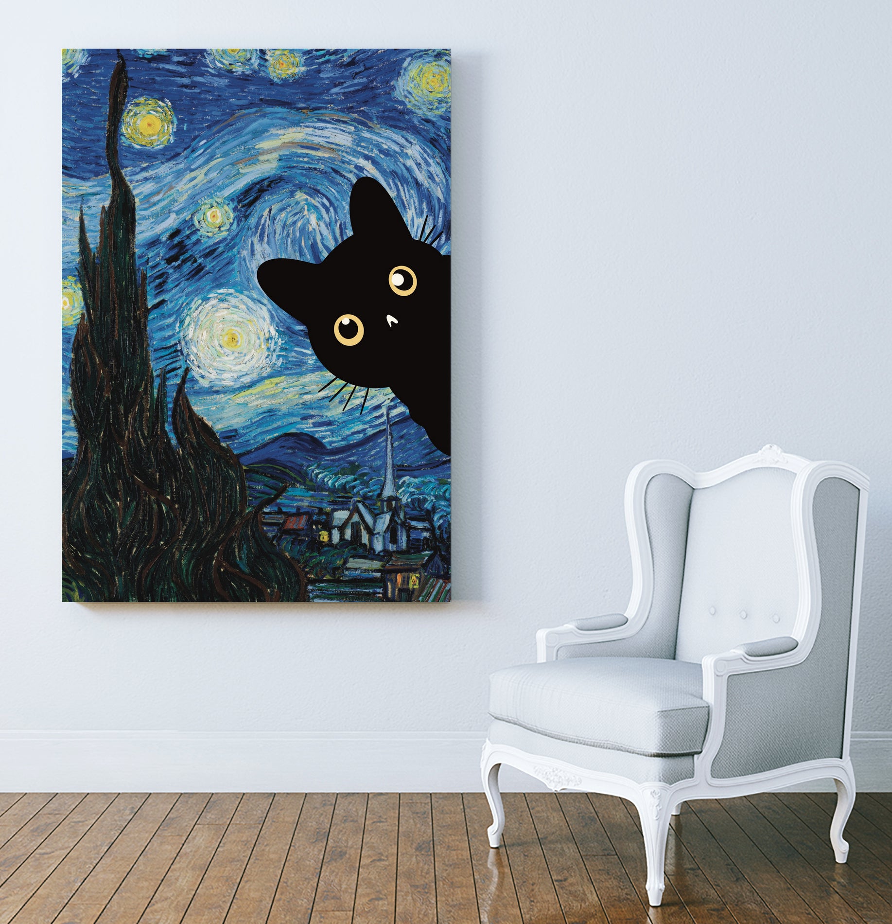 Starry Night Cat by Edson Ramos on GIANT ART