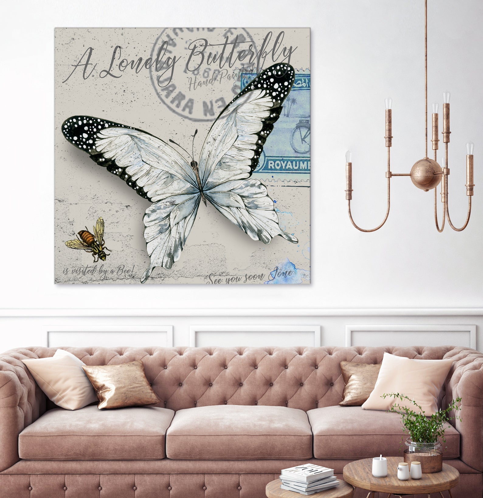 Lonely Butterfly White by David Loblaw on GIANT ART - white typography