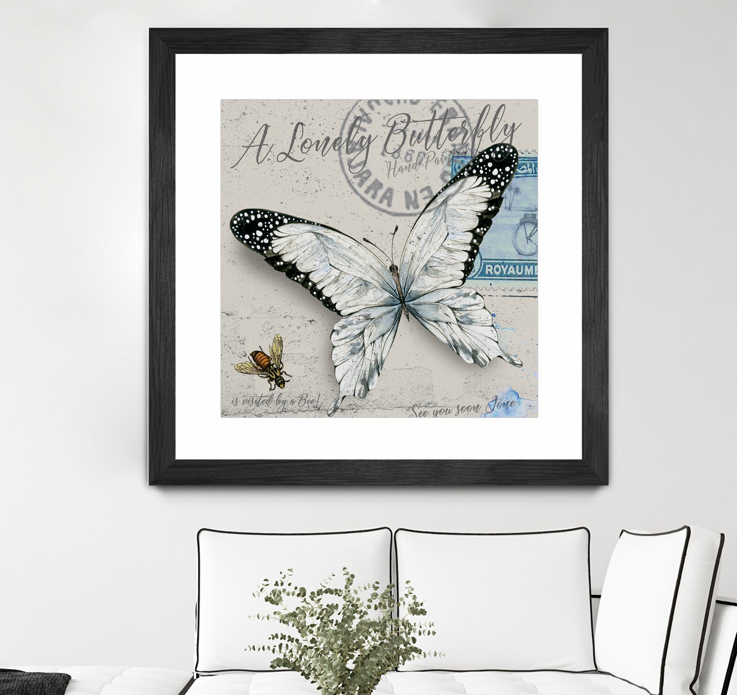 Lonely Butterfly White by David Loblaw on GIANT ART - white typography