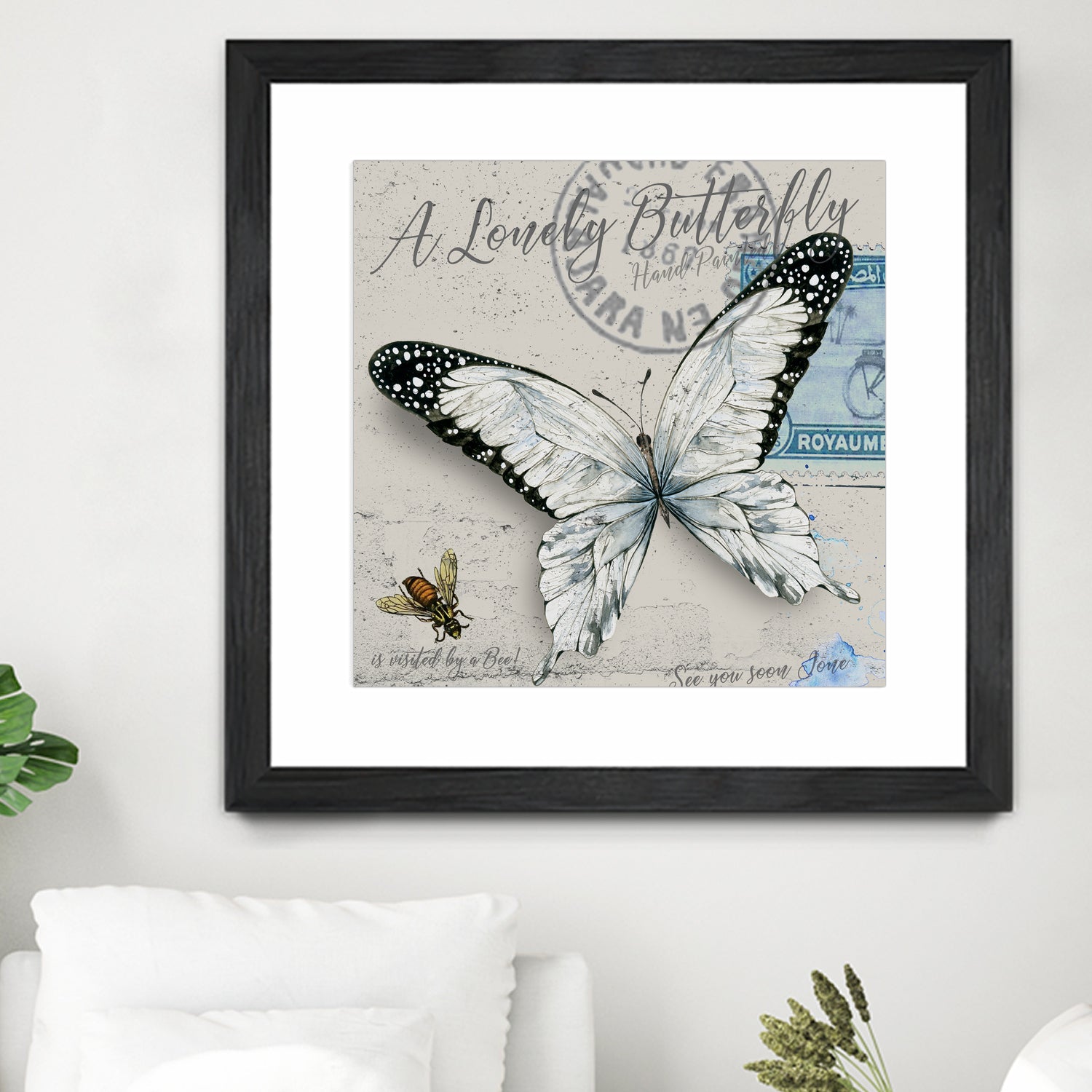 Lonely Butterfly White by David Loblaw on GIANT ART - white typography