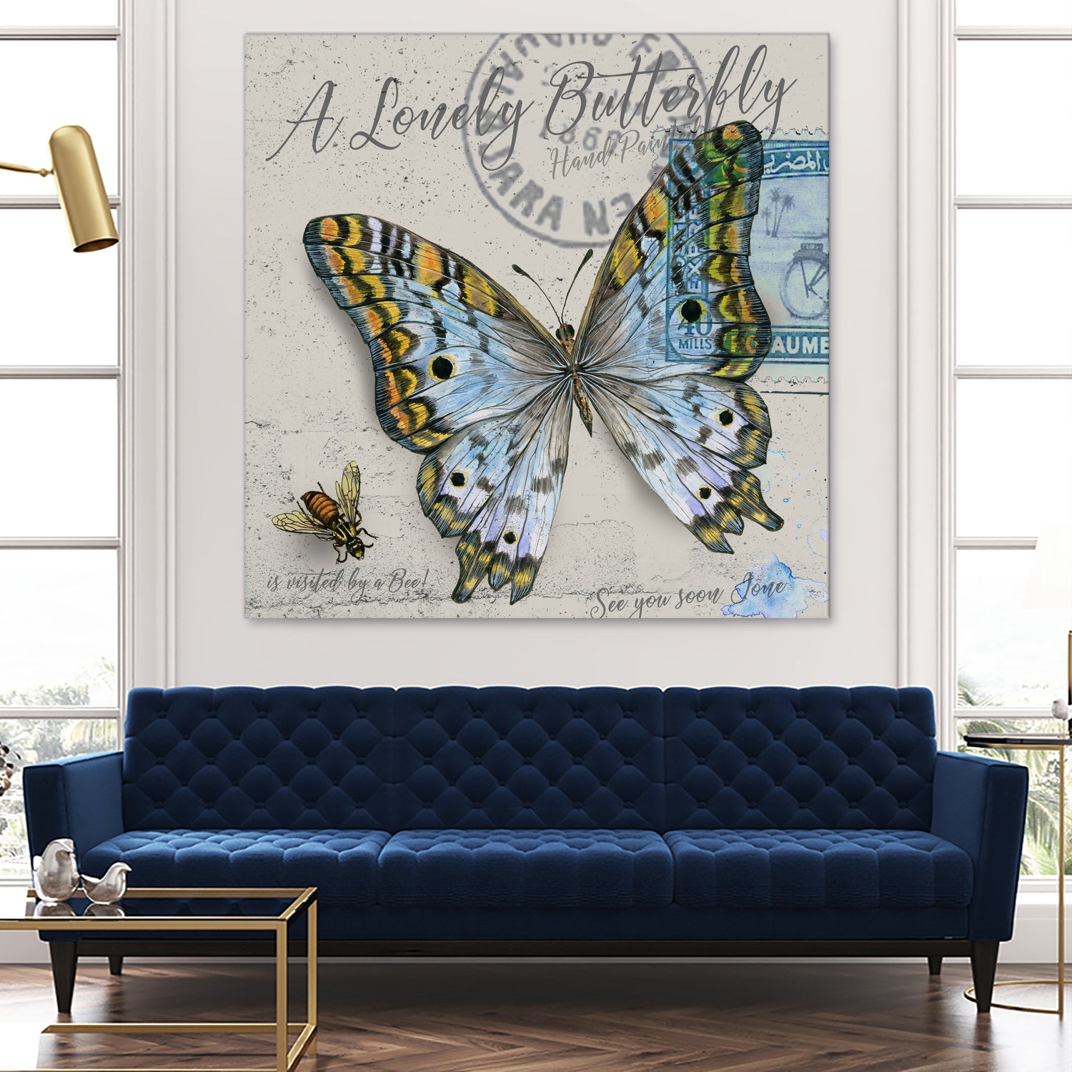 Lonely Butterfly Blue by David Loblaw on GIANT ART - blue photo illustration