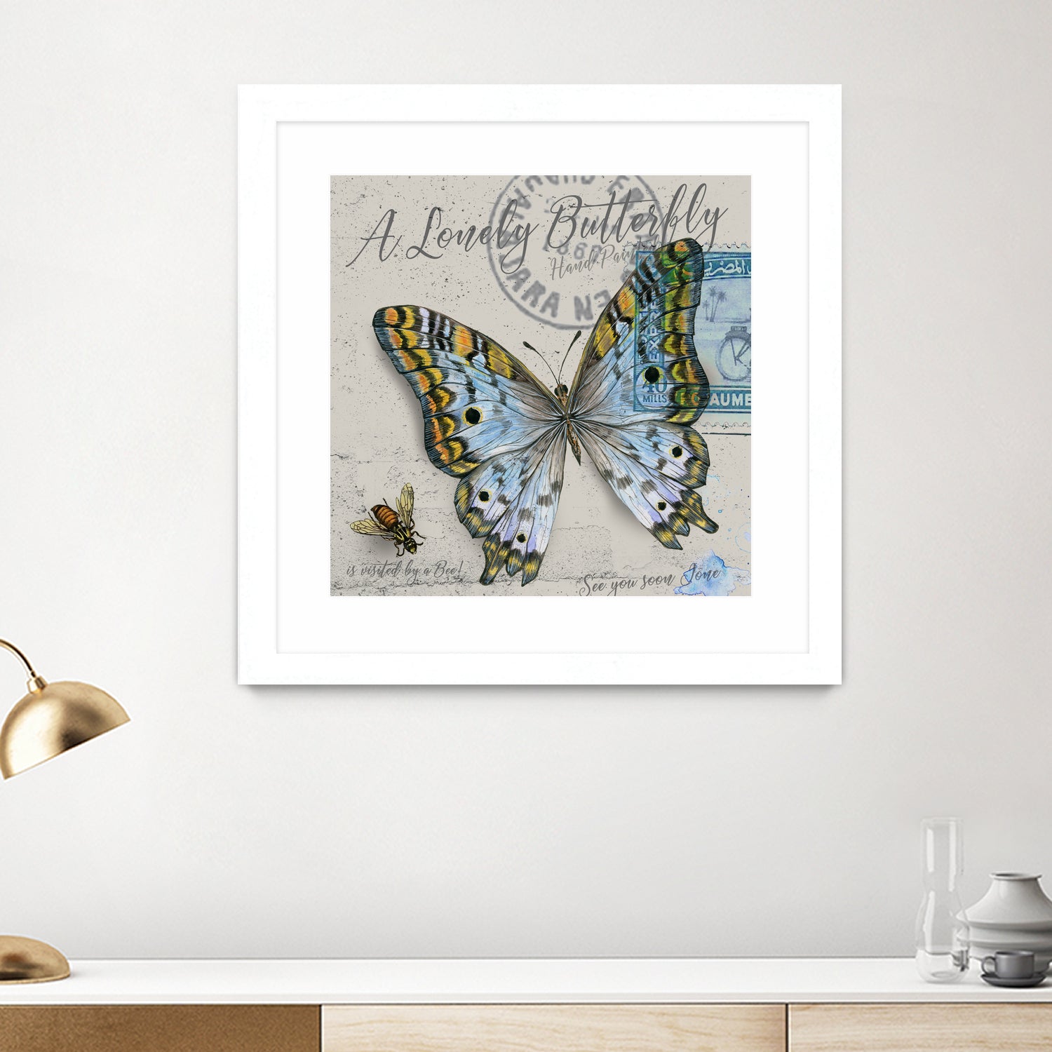 Lonely Butterfly Blue by David Loblaw on GIANT ART - blue photo illustration