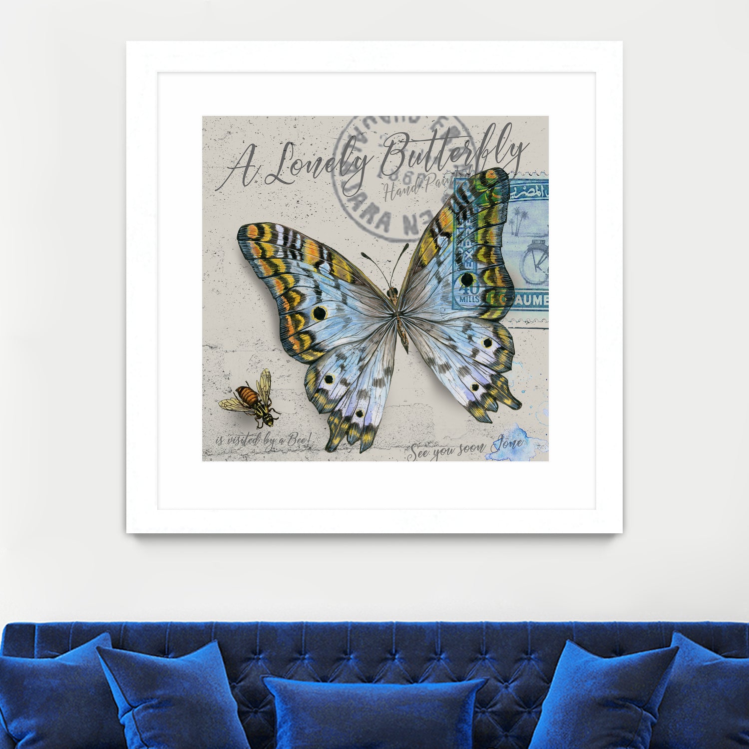 Lonely Butterfly Blue by David Loblaw on GIANT ART - blue photo illustration