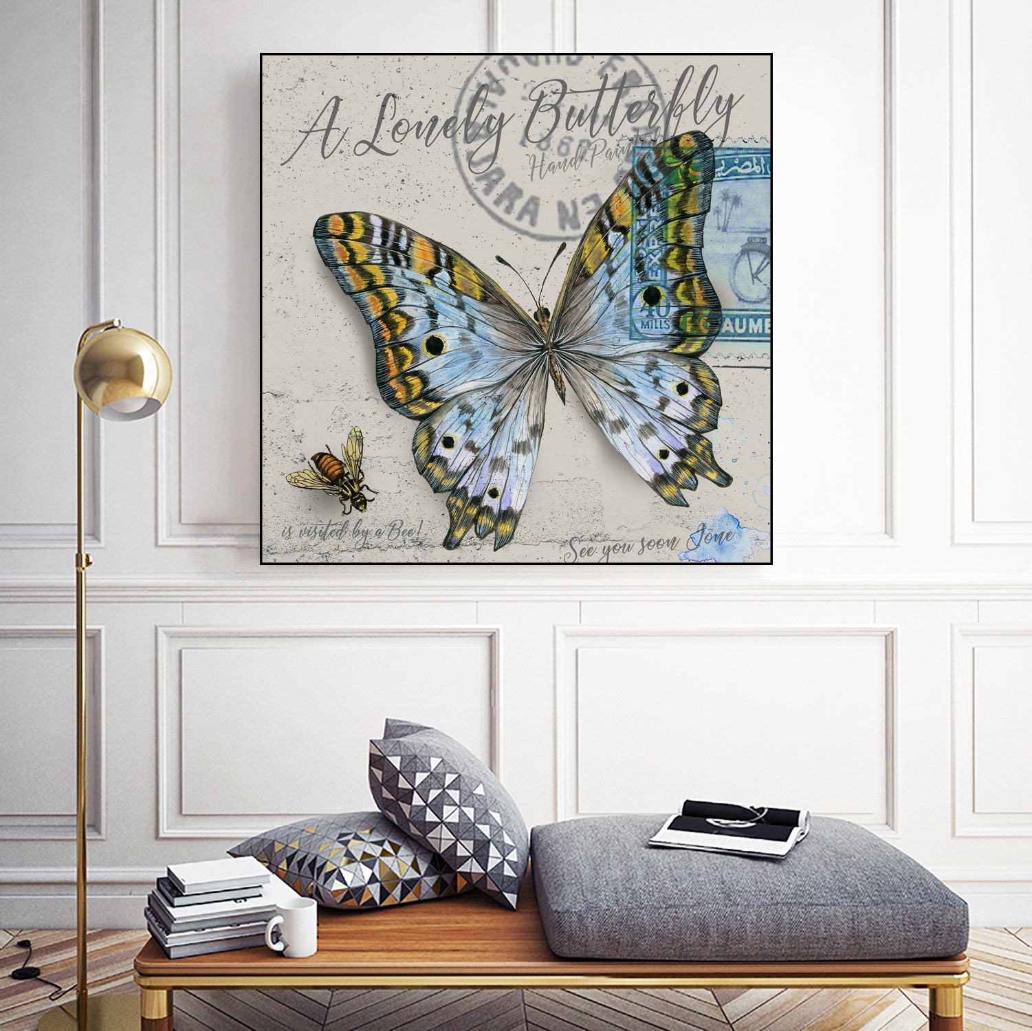 Lonely Butterfly Blue by David Loblaw on GIANT ART - blue photo illustration