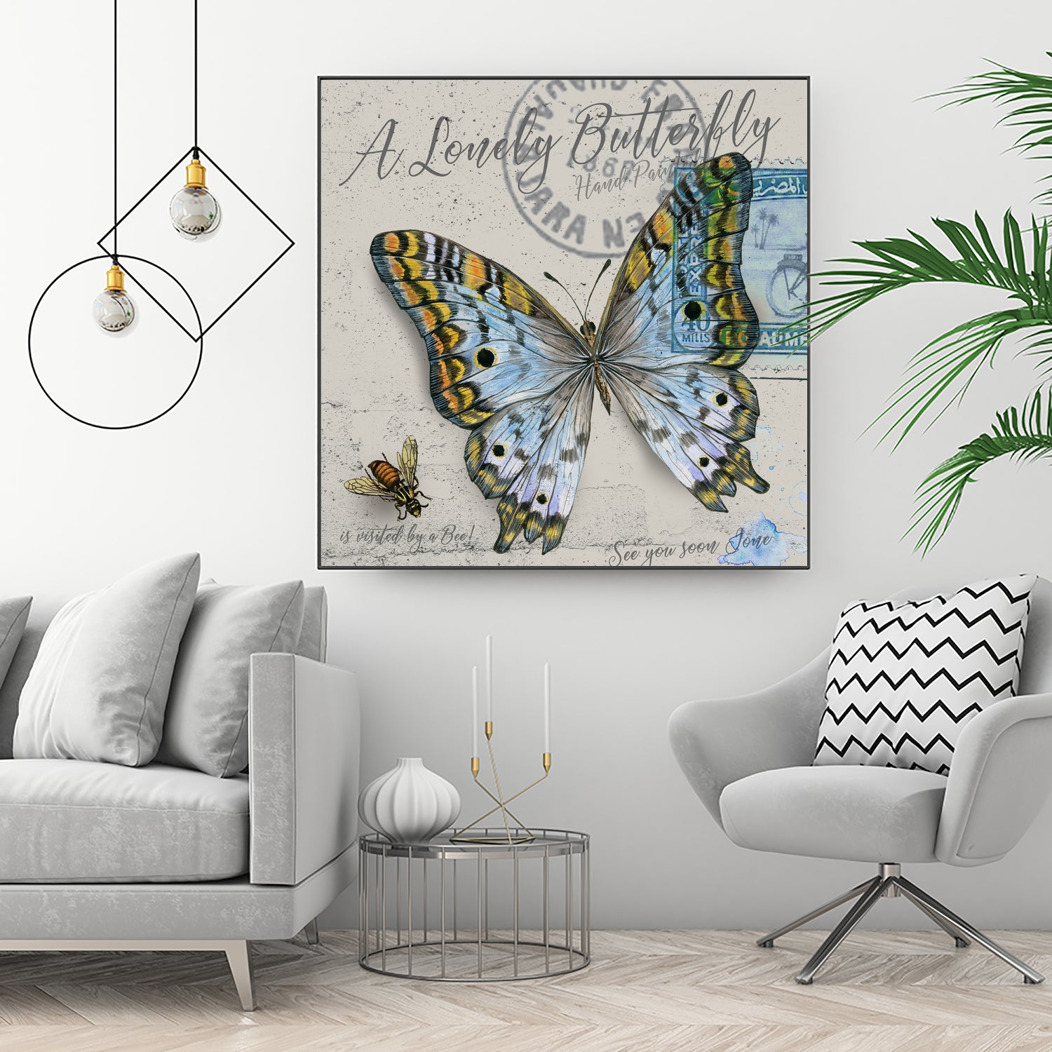 Lonely Butterfly Blue by David Loblaw on GIANT ART - blue photo illustration