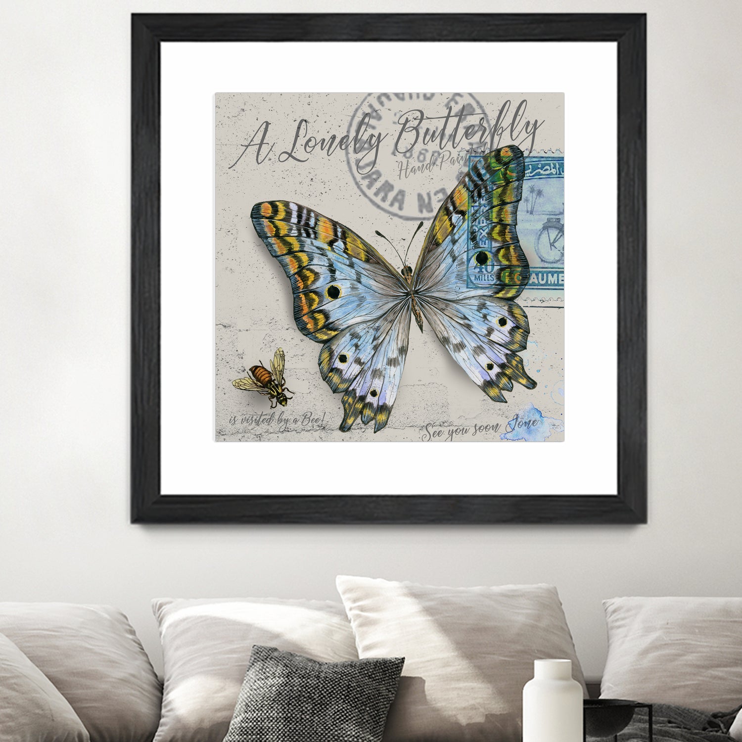 Lonely Butterfly Blue by David Loblaw on GIANT ART - blue photo illustration