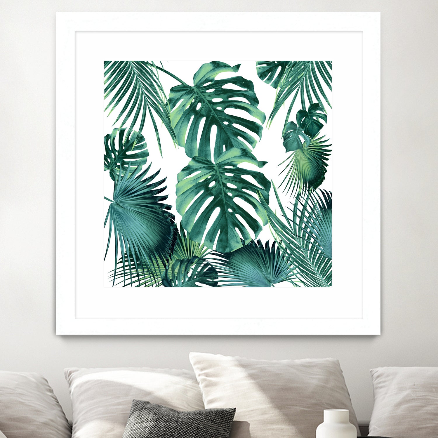 Tropical Summer Leaves Jungle Pattern #1 #tropical #decor by Anita & Bella Jantz on GIANT ART - green photo illustration