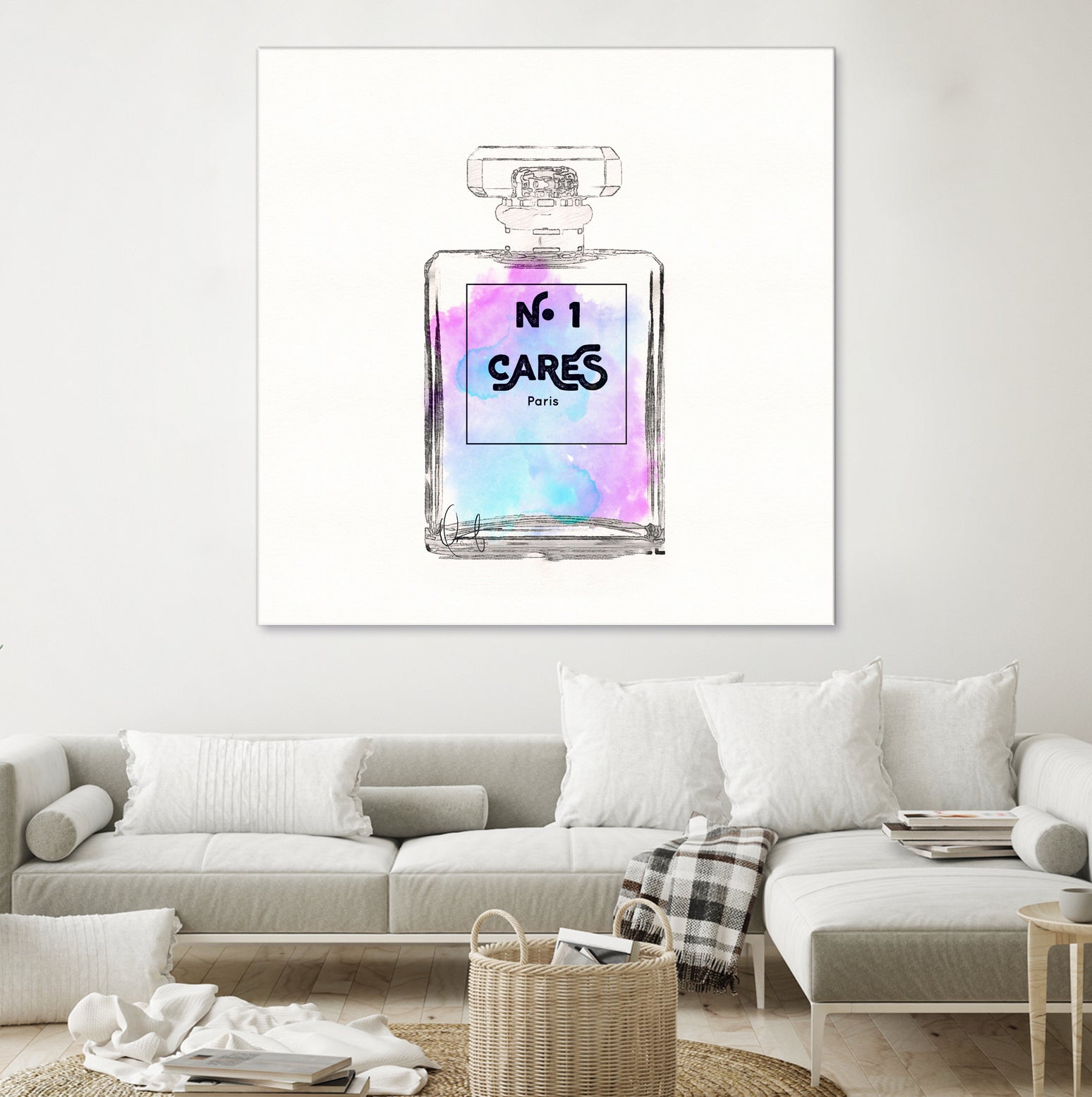 N.1 Cares Perfume-Watercolor by Oriana Cordero on GIANT ART - fuchsia digital drawing