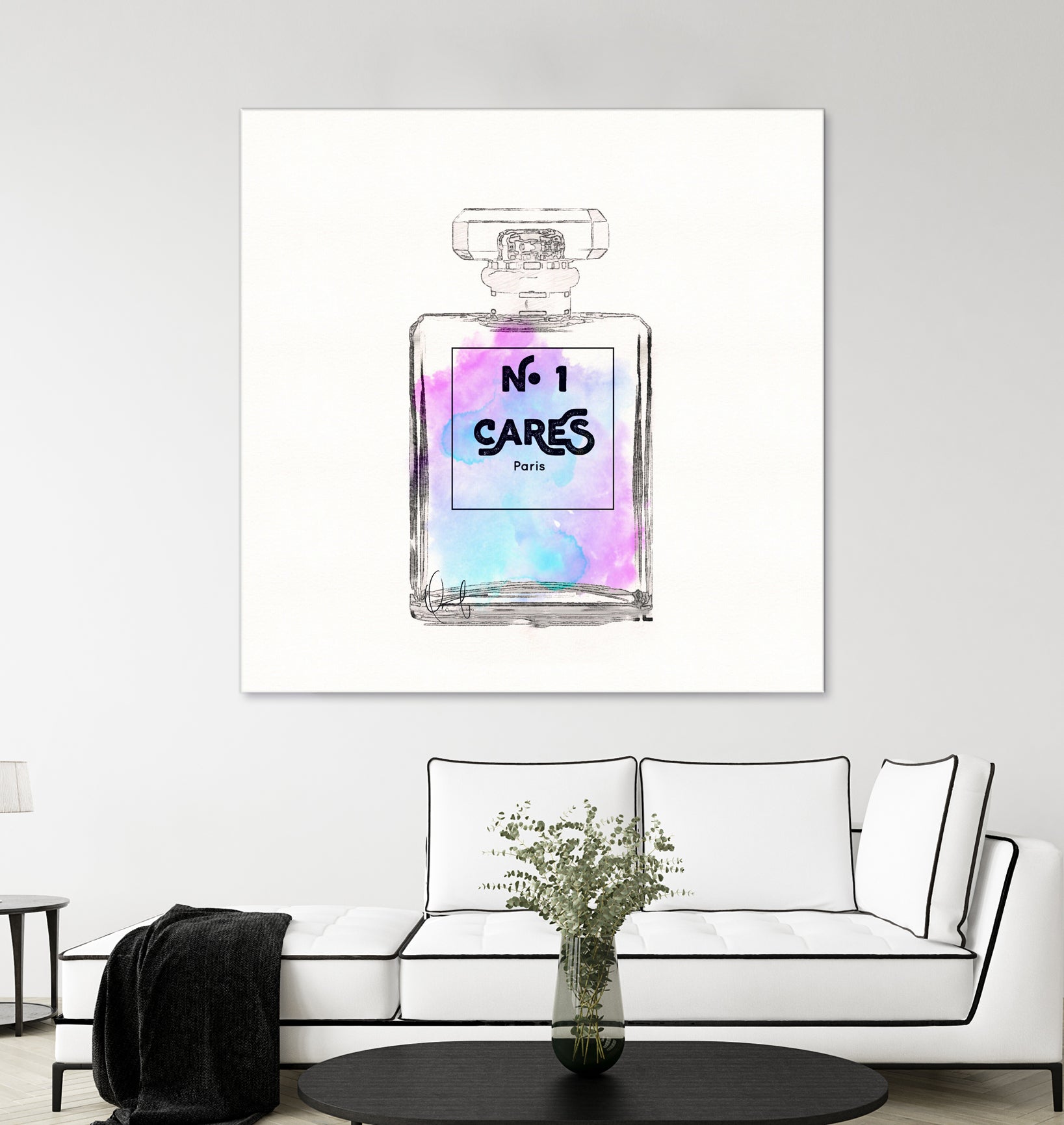 N.1 Cares Perfume-Watercolor by Oriana Cordero on GIANT ART - fuchsia digital drawing