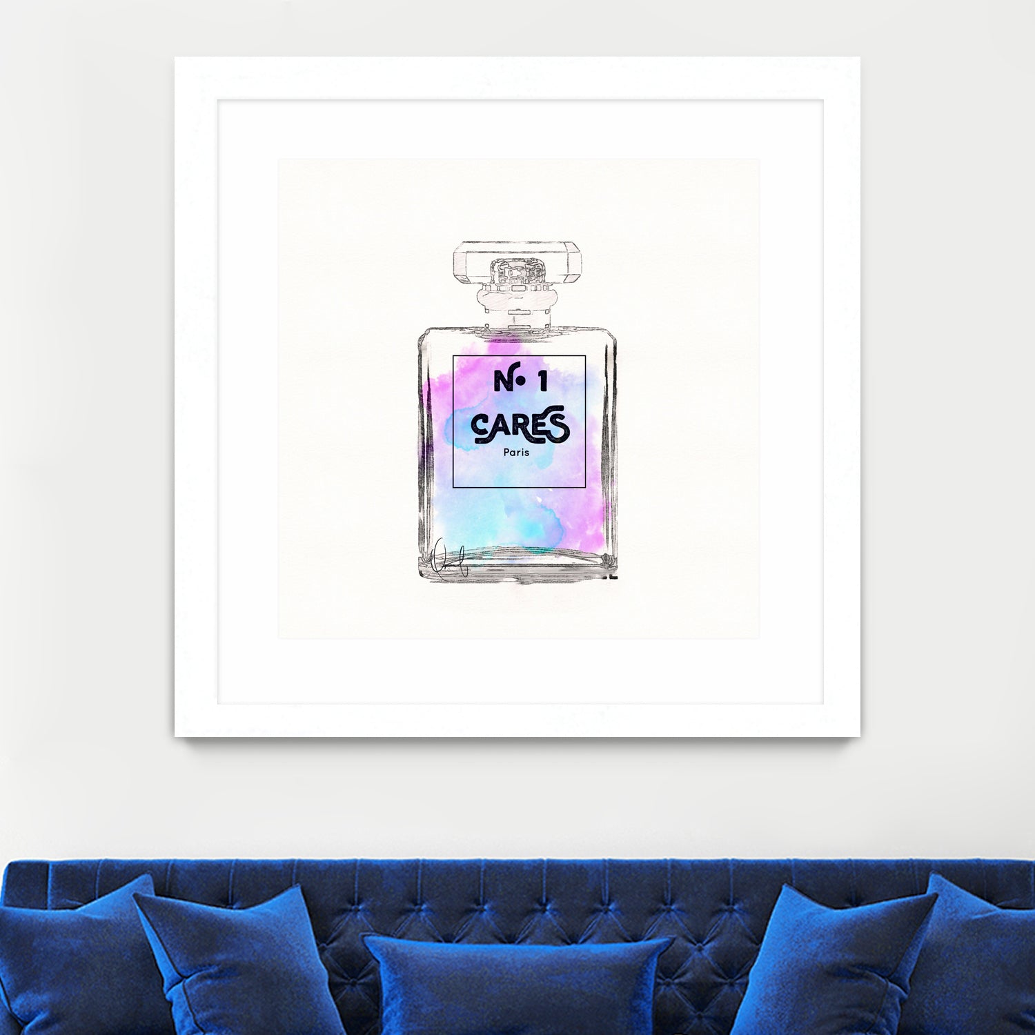 N.1 Cares Perfume-Watercolor by Oriana Cordero on GIANT ART - fuchsia digital drawing