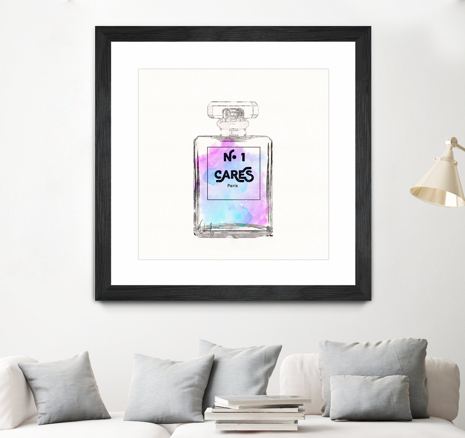 N.1 Cares Perfume-Watercolor by Oriana Cordero on GIANT ART - fuchsia digital drawing