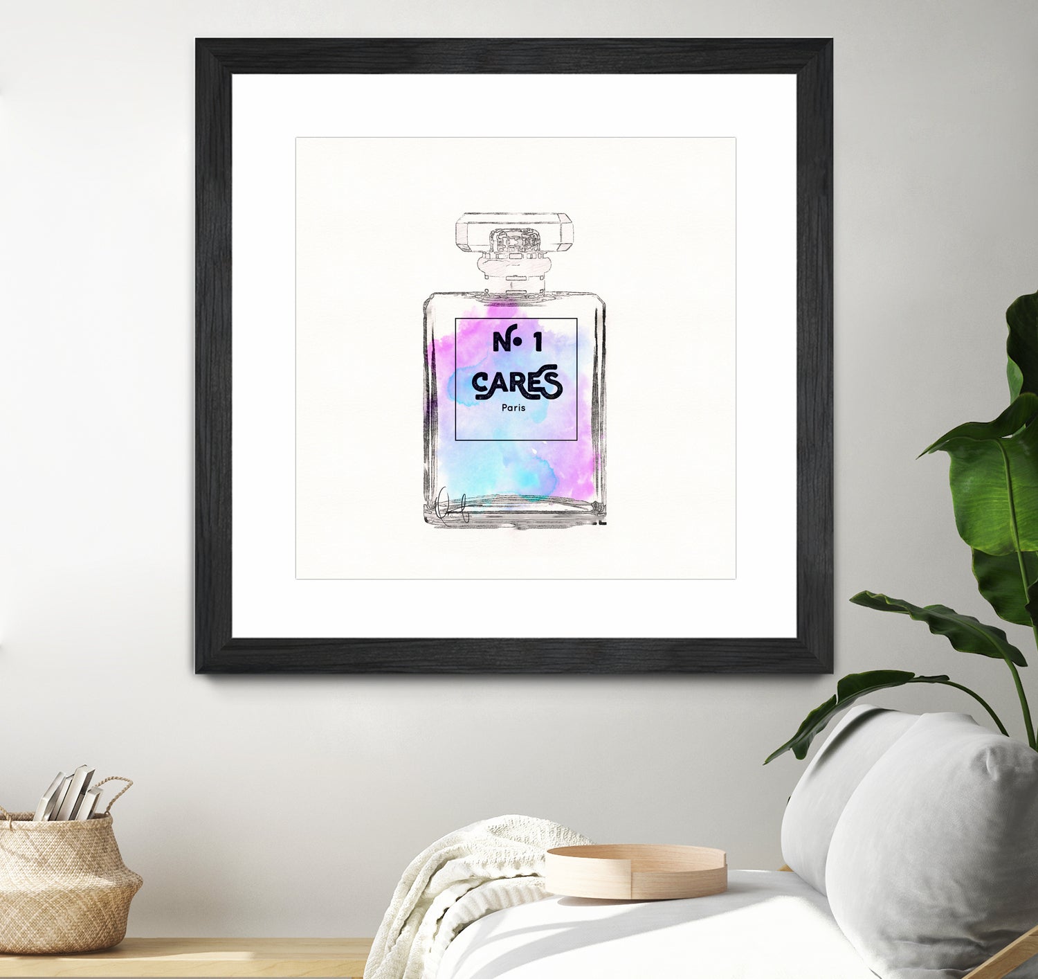 N.1 Cares Perfume-Watercolor by Oriana Cordero on GIANT ART - fuchsia digital drawing