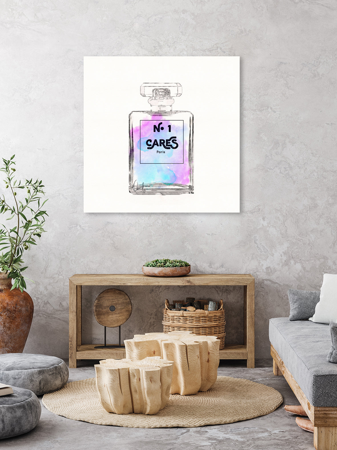 N.1 Cares Perfume-Watercolor by Oriana Cordero on GIANT ART - fuchsia digital drawing