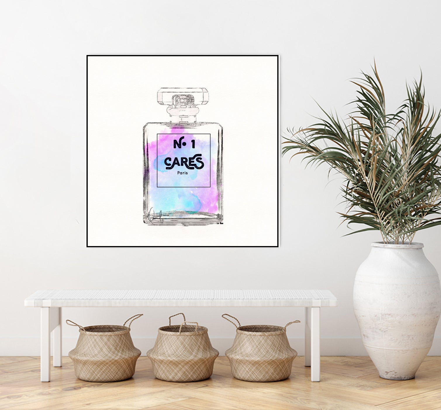 N.1 Cares Perfume-Watercolor by Oriana Cordero on GIANT ART - fuchsia digital drawing