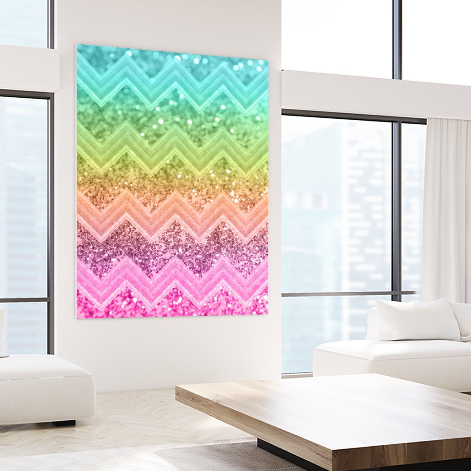 Rainbow Glitter Chevron #1 #shiny #decor #art by Anita & Bella Jantz on GIANT ART - orange photo illustration