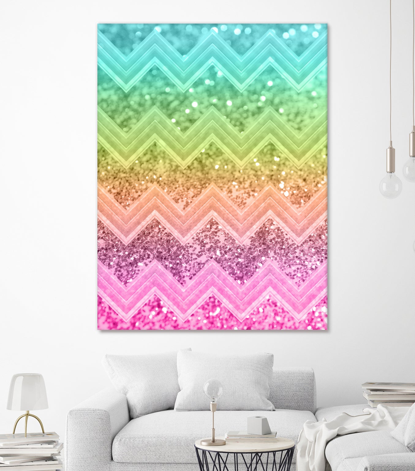 Rainbow Glitter Chevron #1 #shiny #decor #art by Anita & Bella Jantz on GIANT ART - orange photo illustration