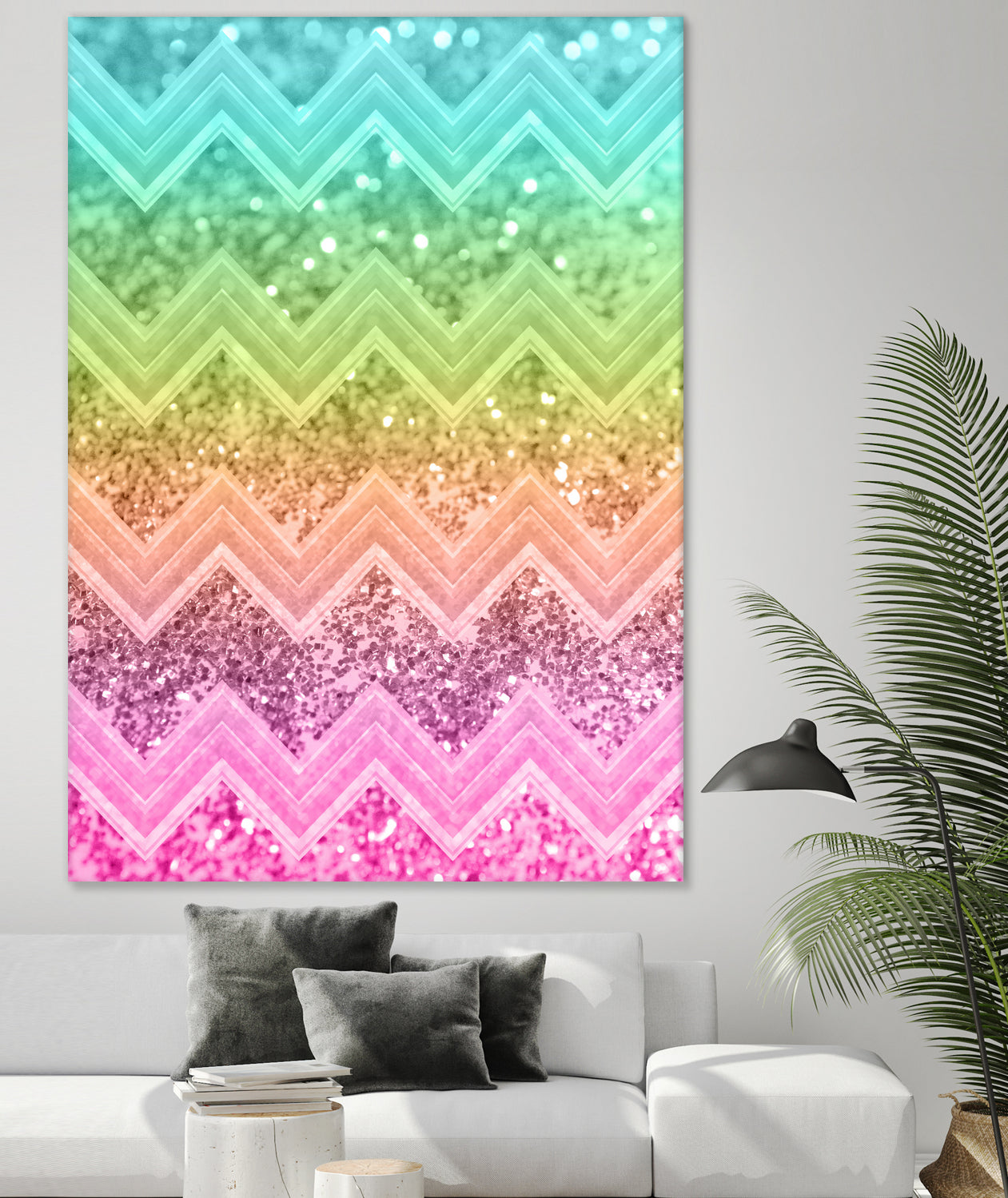 Rainbow Glitter Chevron #1 #shiny #decor #art by Anita & Bella Jantz on GIANT ART - orange photo illustration