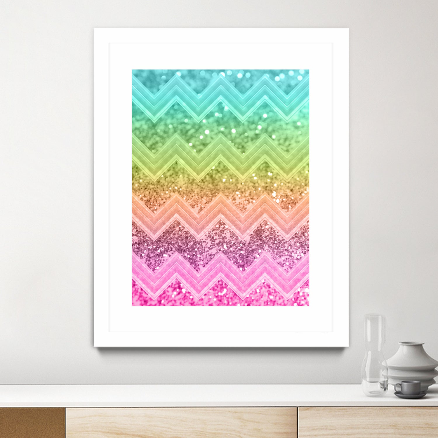 Rainbow Glitter Chevron #1 #shiny #decor #art by Anita & Bella Jantz on GIANT ART - orange photo illustration