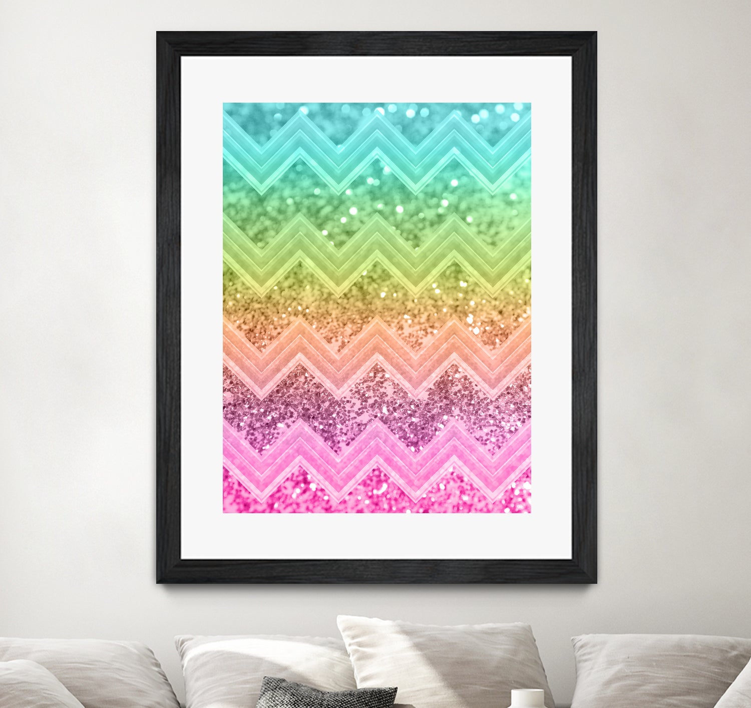 Rainbow Glitter Chevron #1 #shiny #decor #art by Anita & Bella Jantz on GIANT ART - orange photo illustration