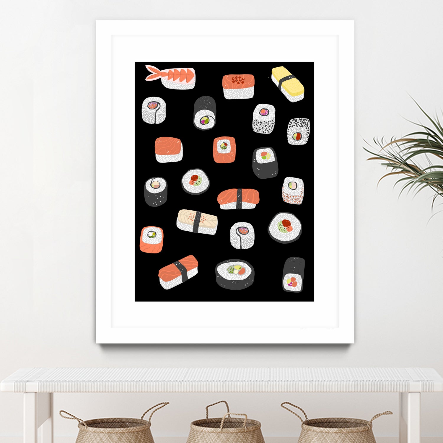 Sushi Roll Maki Nigiri Japanese Food Art by Nic Squirrell on GIANT ART - blue digital painting