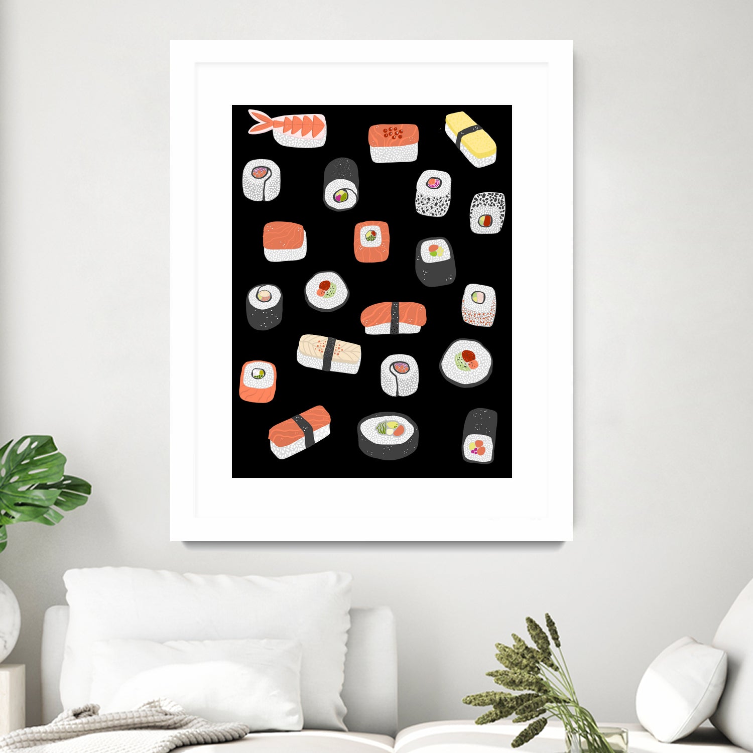 Sushi Roll Maki Nigiri Japanese Food Art by Nic Squirrell on GIANT ART - blue digital painting