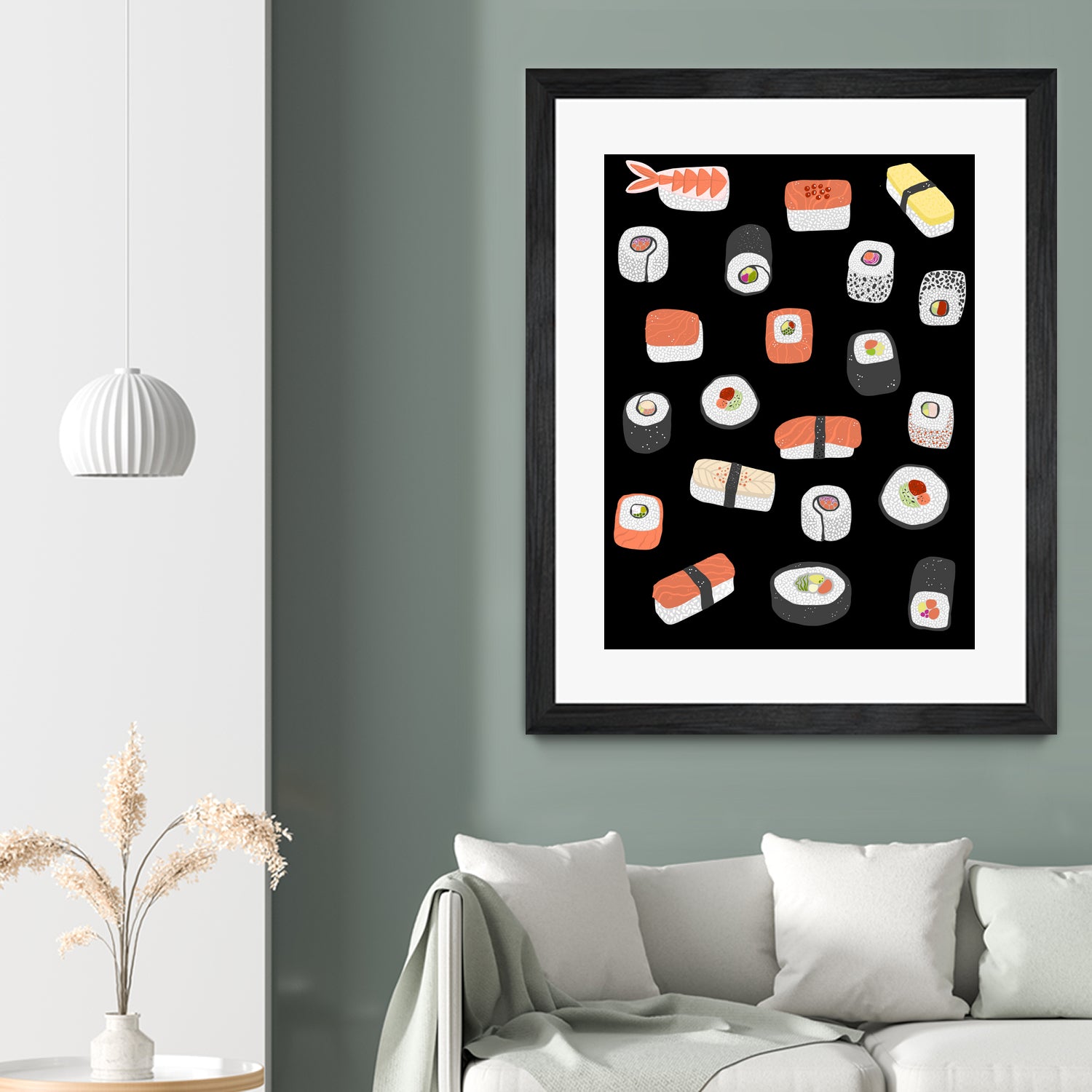 Sushi Roll Maki Nigiri Japanese Food Art by Nic Squirrell on GIANT ART - blue digital painting