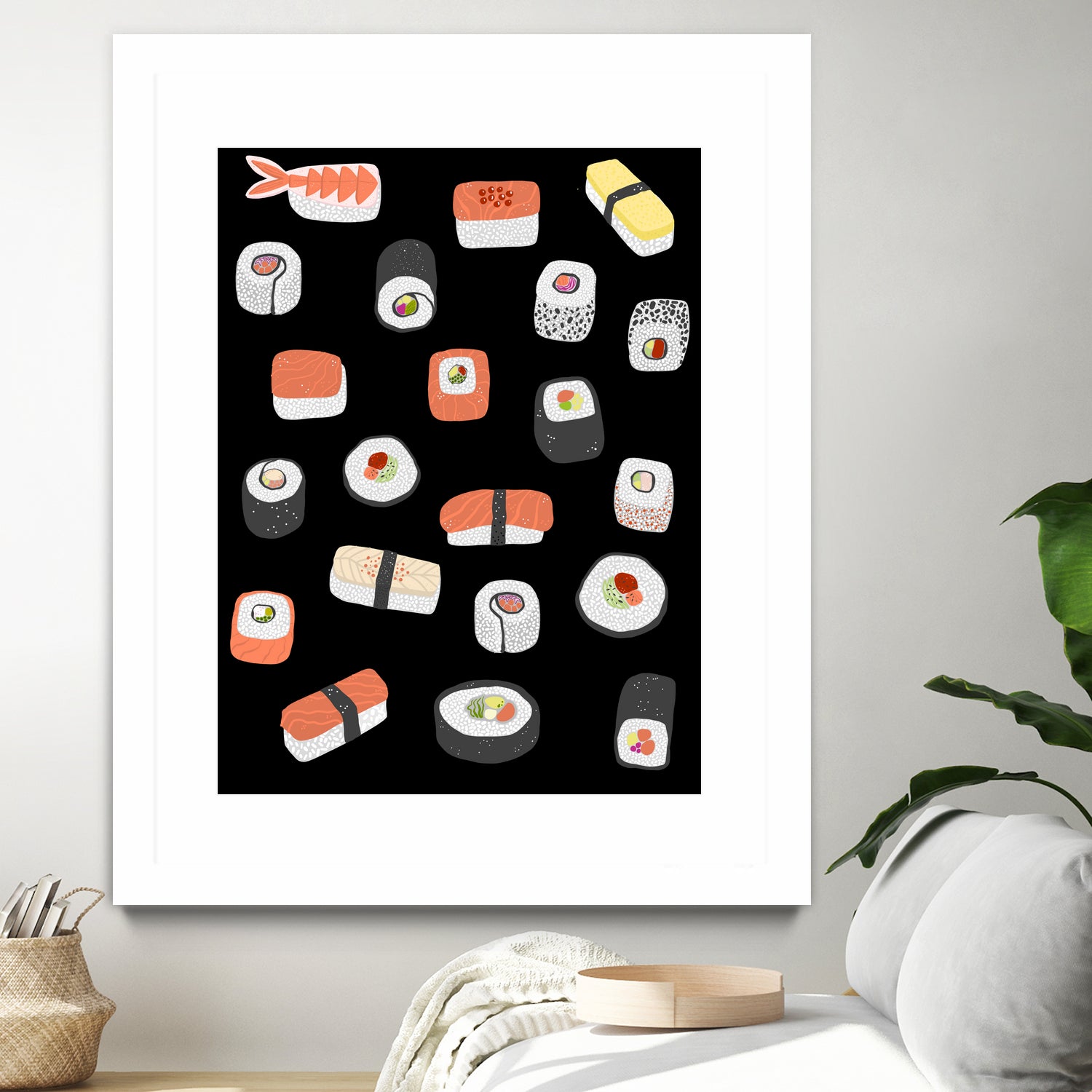 Sushi Roll Maki Nigiri Japanese Food Art by Nic Squirrell on GIANT ART - blue digital painting