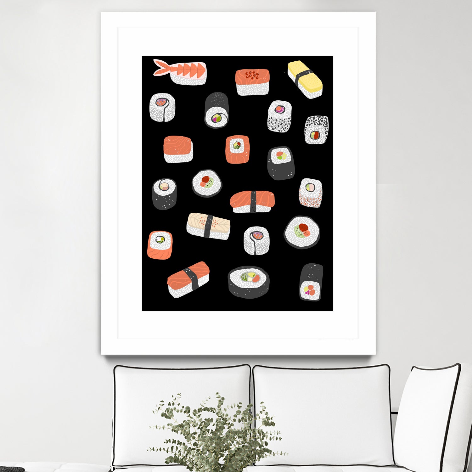 Sushi Roll Maki Nigiri Japanese Food Art by Nic Squirrell on GIANT ART - blue digital painting