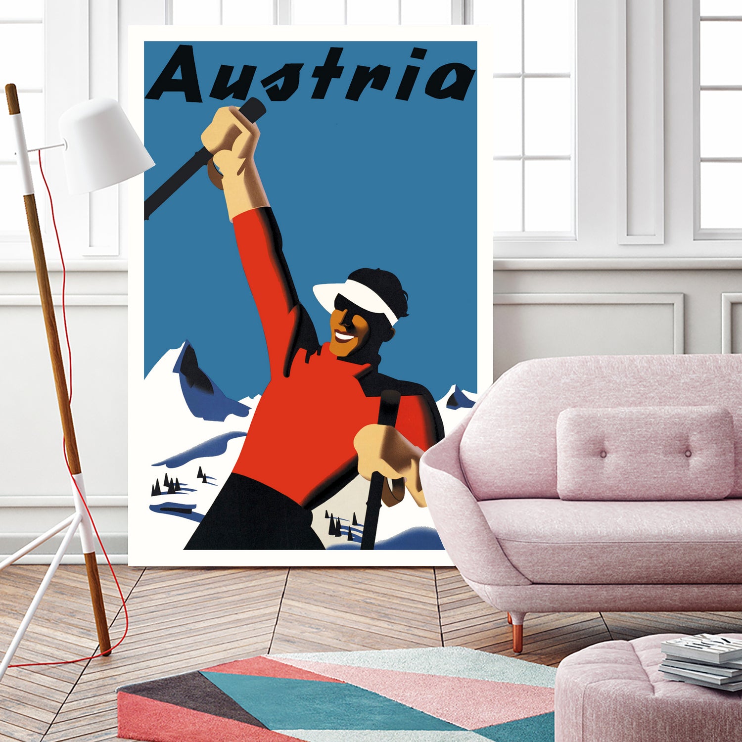 Austria Skiing Poster by Lorna Carroll on GIANT ART - blue digital drawing