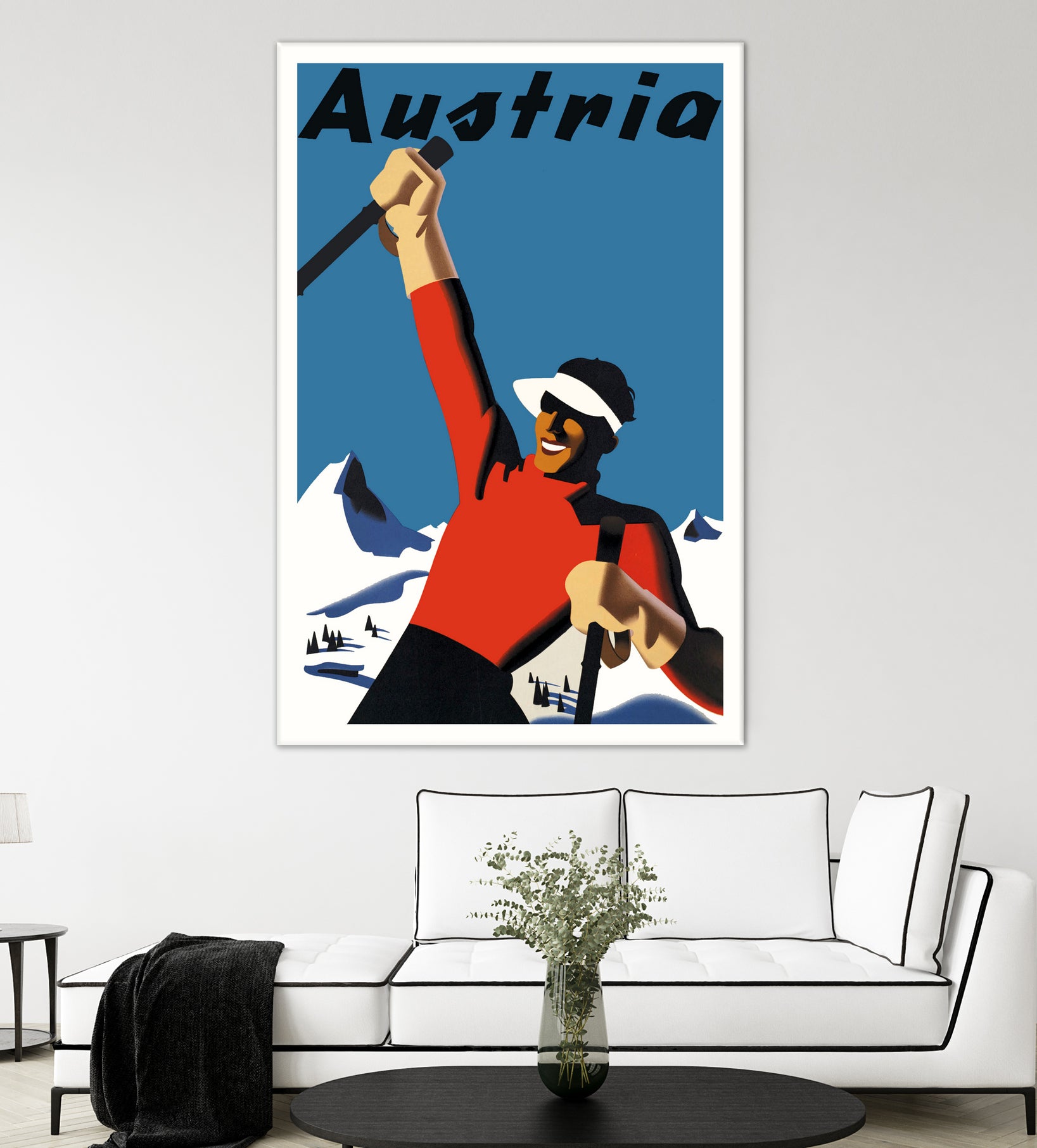 Austria Skiing Poster by Lorna Carroll on GIANT ART - blue digital drawing