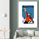 Austria Skiing Poster by Lorna Carroll on GIANT ART - blue digital drawing