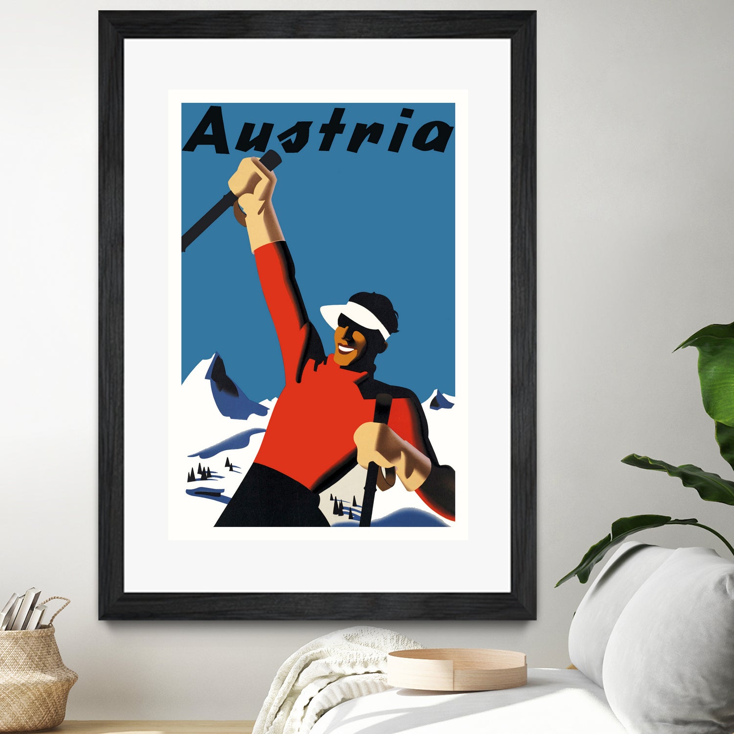 Austria Skiing Poster by Lorna Carroll on GIANT ART - blue digital drawing