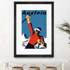 Austria Skiing Poster by Lorna Carroll on GIANT ART - blue digital drawing