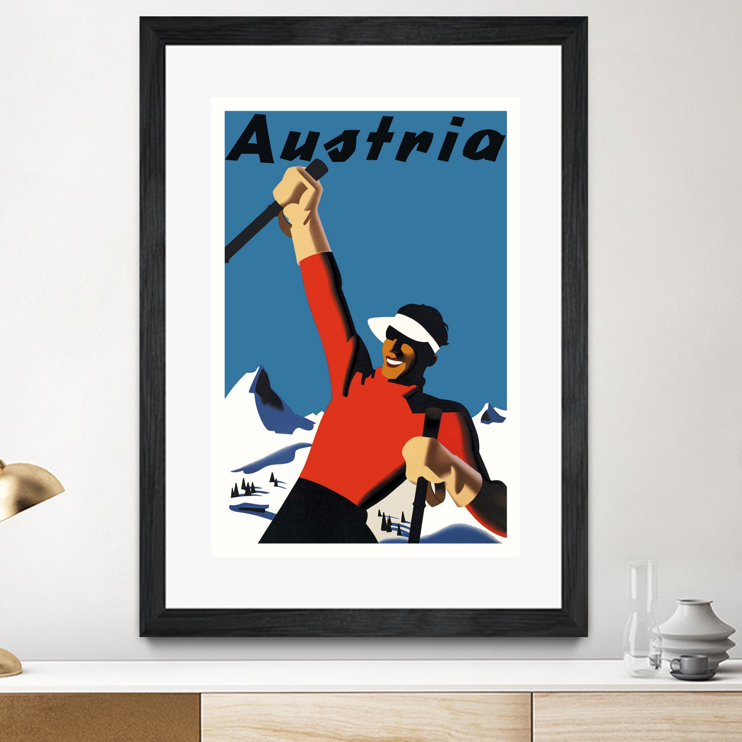 Austria Skiing Poster by Lorna Carroll on GIANT ART - blue digital drawing