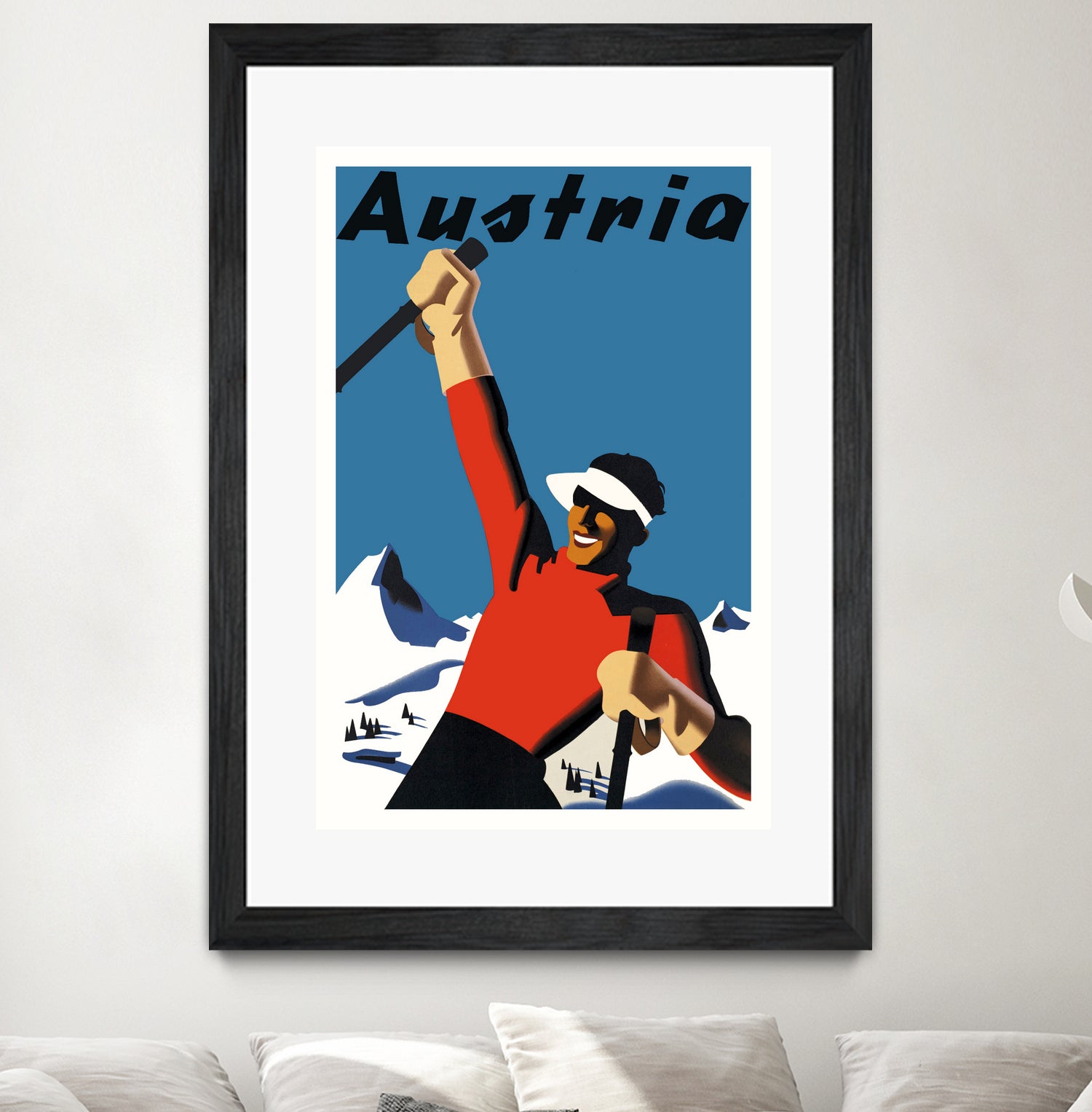 Austria Skiing Poster by Lorna Carroll on GIANT ART - blue digital drawing