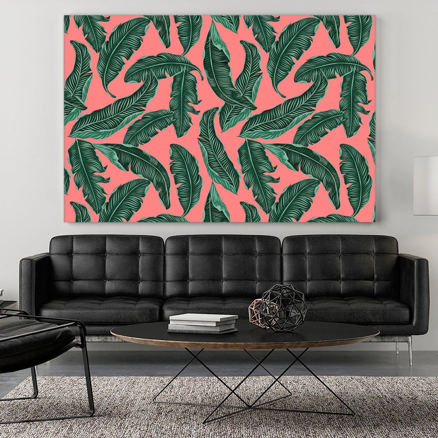 Banana leaves tropical leaves green pink by susana costa on GIANT ART - pink photo manipulation