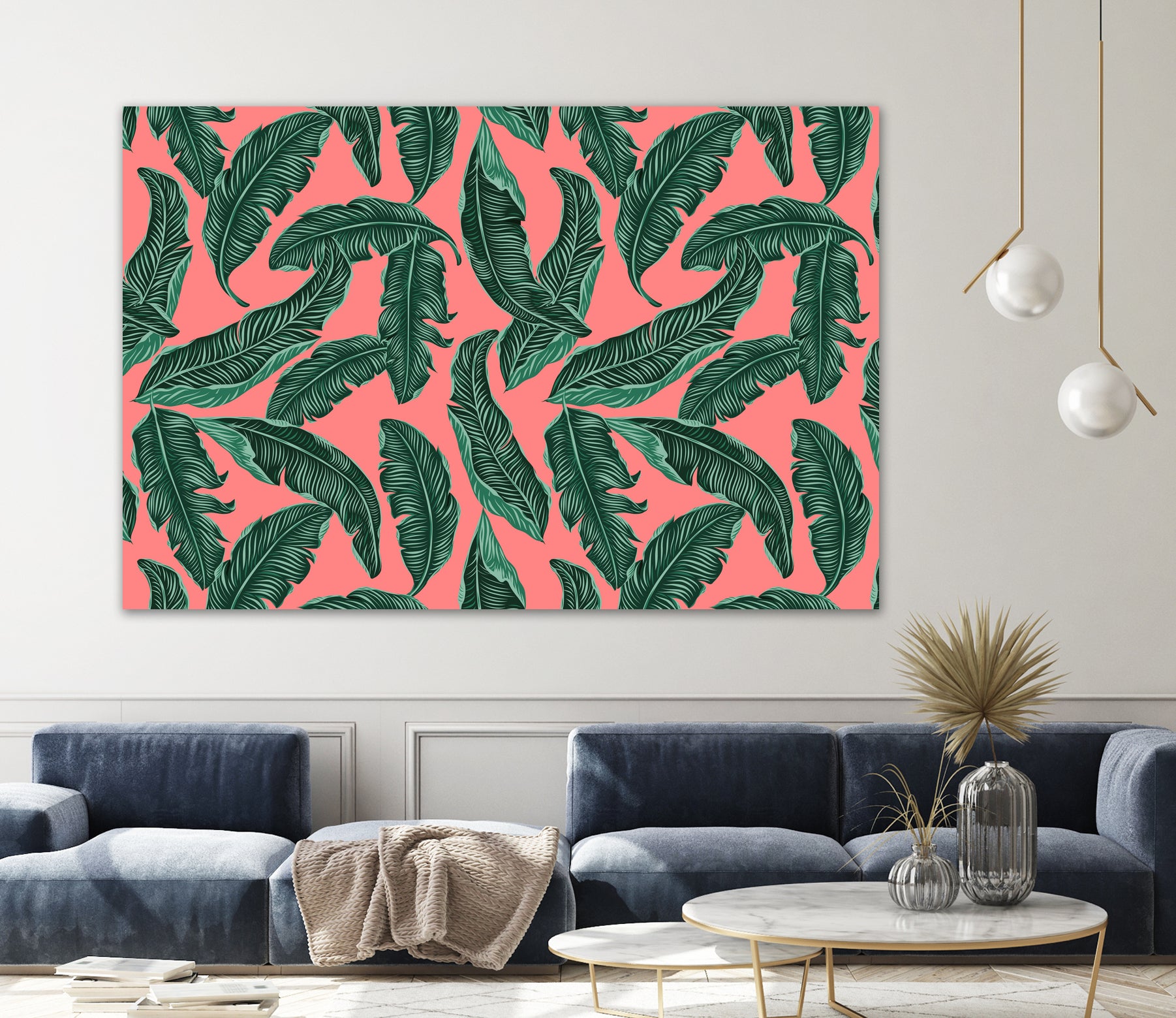 Banana leaves tropical leaves green pink by susana costa on GIANT ART - pink photo manipulation