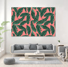 Banana leaves tropical leaves green pink by susana costa on GIANT ART - pink photo manipulation