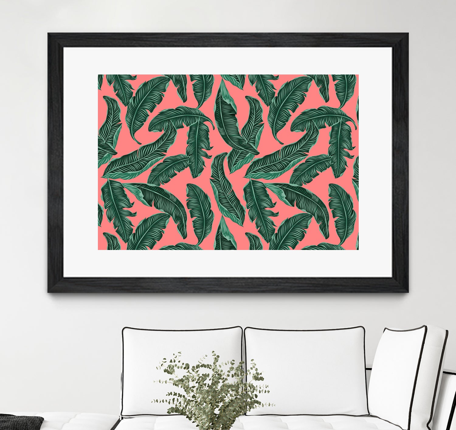 Banana leaves tropical leaves green pink by susana costa on GIANT ART - pink photo manipulation