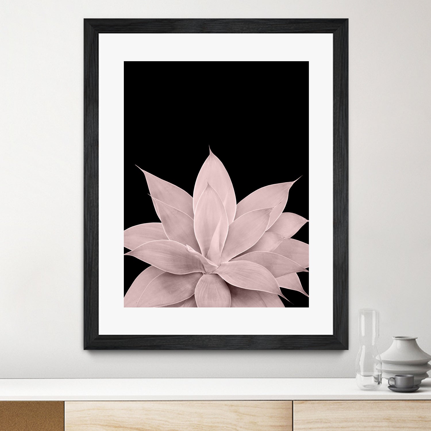 Blush Agave on Black #1 #tropical #decor #art by Anita & Bella Jantz on GIANT ART - pink photo illustration