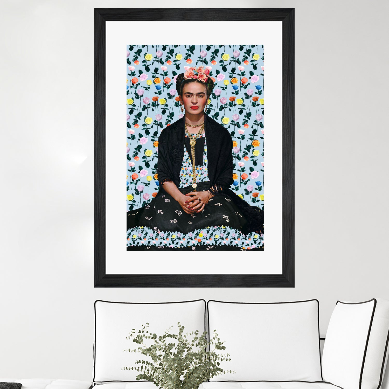 Frida kahlo Floral II by Vitor Costa on GIANT ART - blue photo illustration