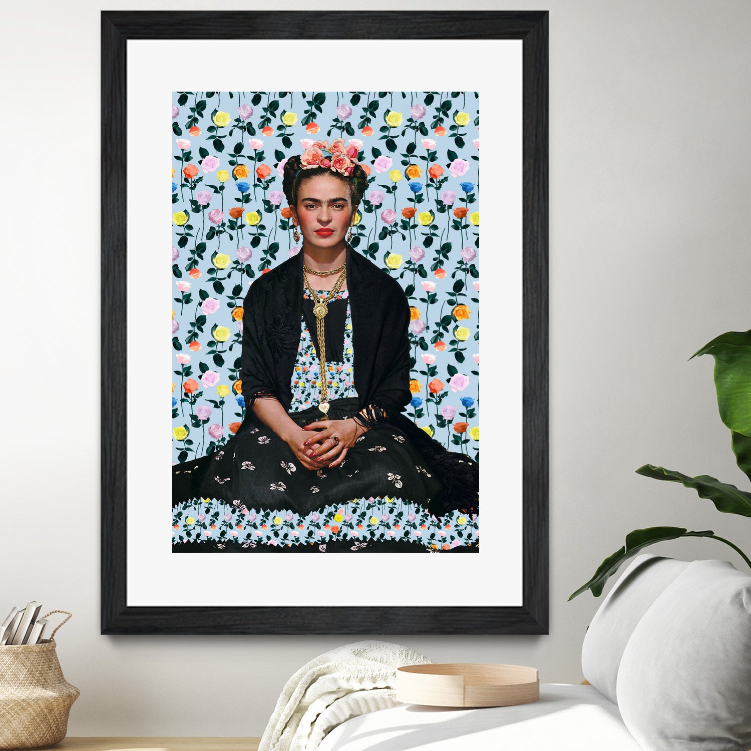 Frida kahlo Floral II by Vitor Costa on GIANT ART - blue photo illustration