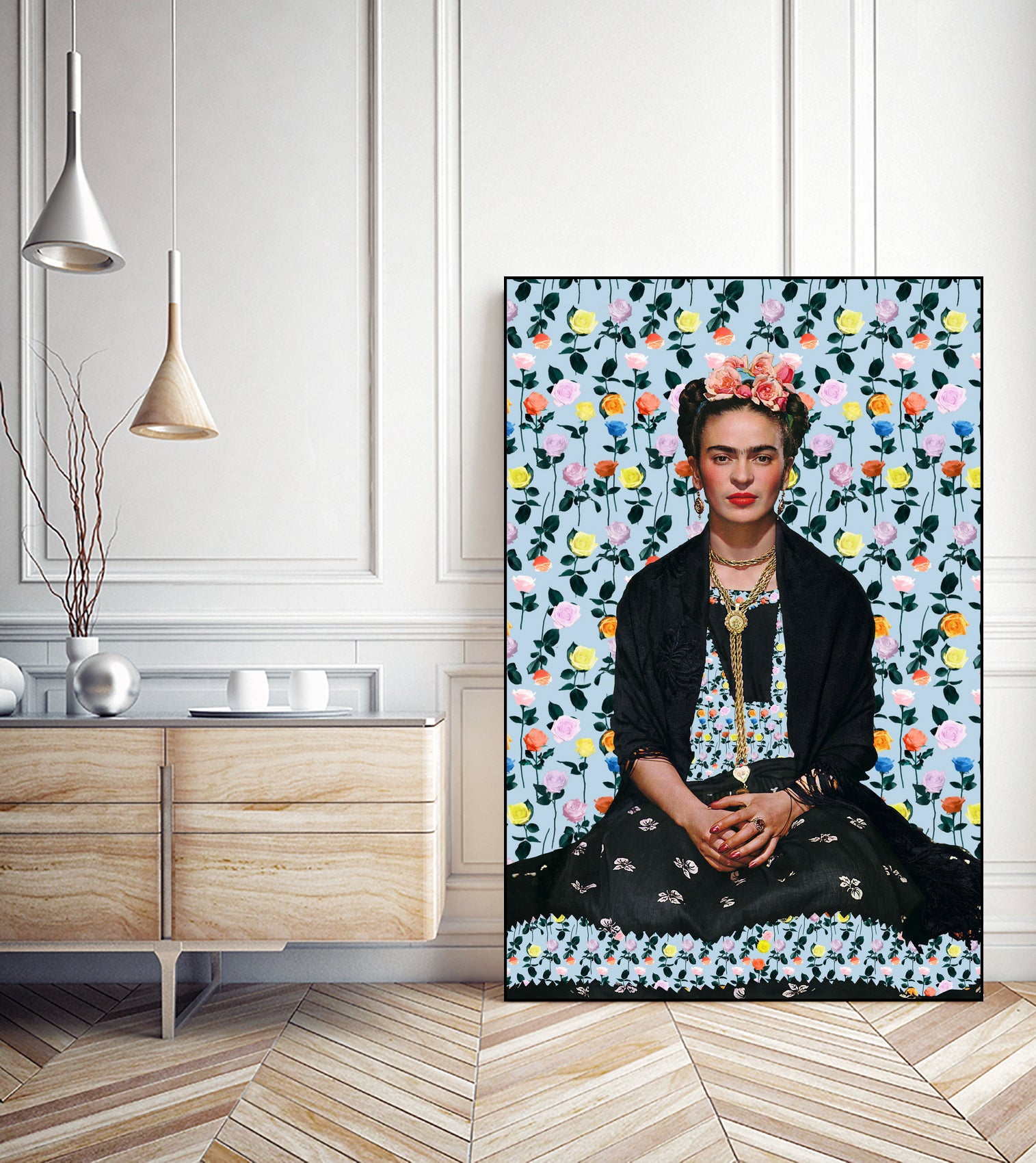 Frida kahlo Floral II by Vitor Costa on GIANT ART - blue photo illustration