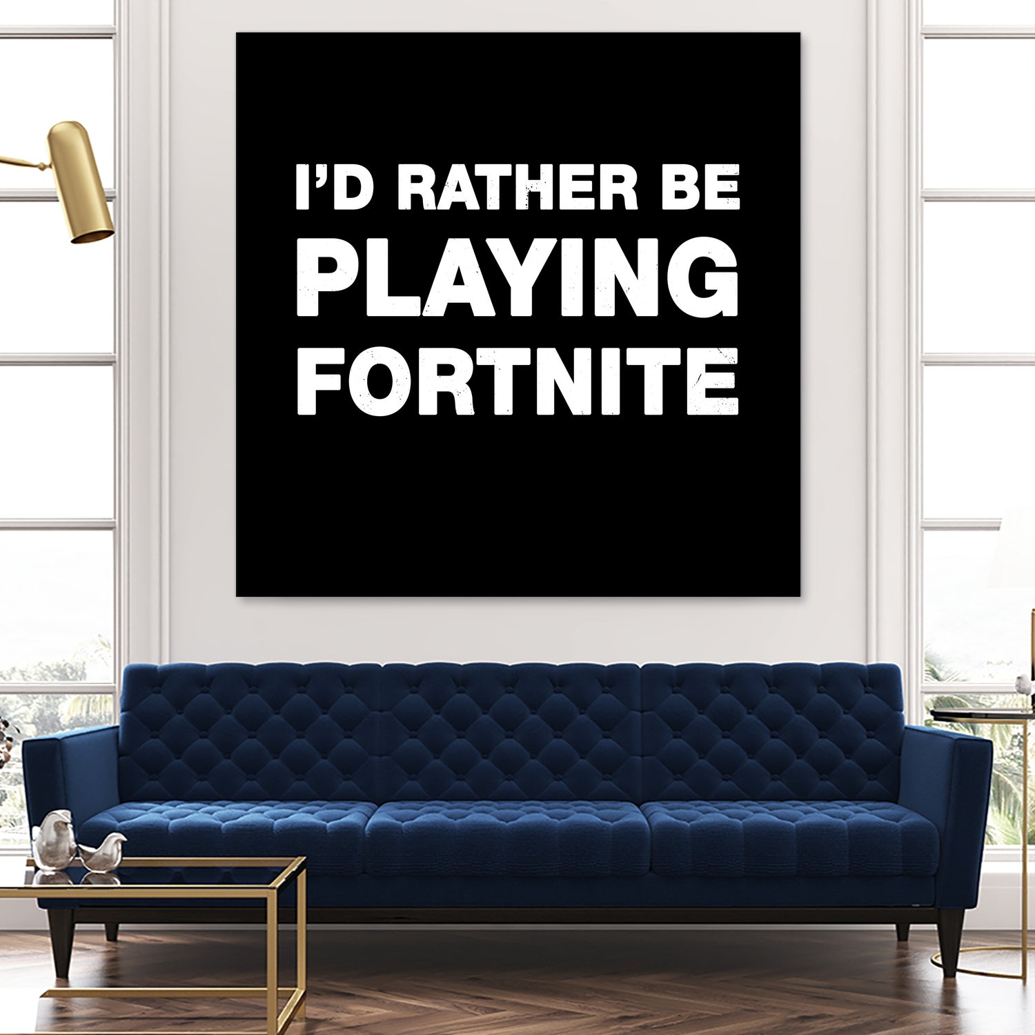 I'd rather be playing Fortnite by Cattoc C on GIANT ART - blue typography