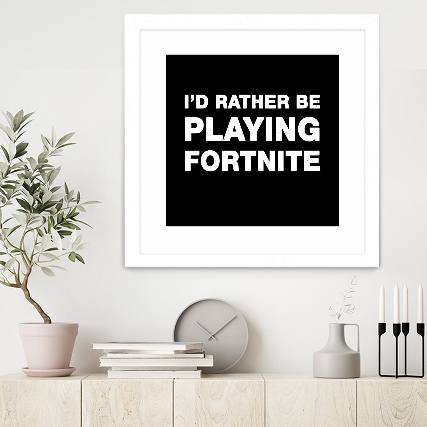 I'd rather be playing Fortnite by Cattoc C on GIANT ART - blue typography